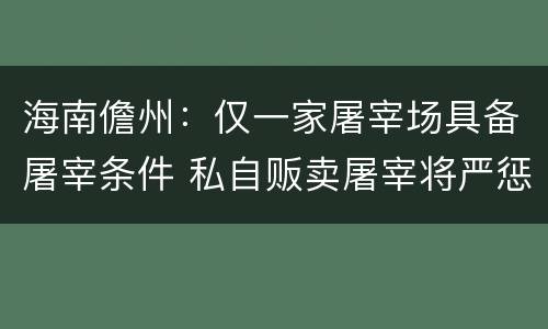 海南儋州：仅一家屠宰场具备屠宰条件 私自贩卖屠宰将严惩