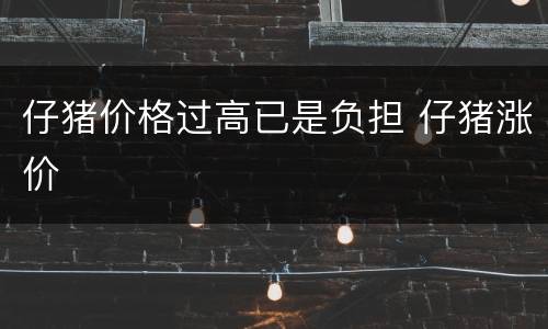 仔猪价格过高已是负担 仔猪涨价