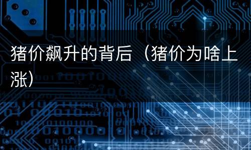 猪价飙升的背后（猪价为啥上涨）