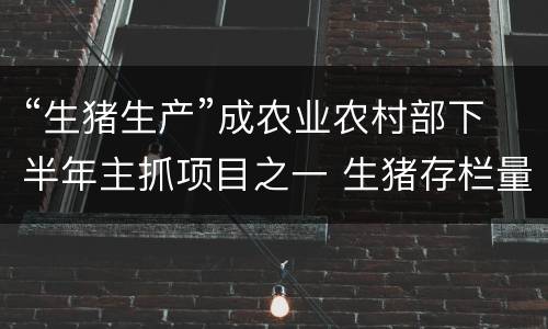 “生猪生产”成农业农村部下半年主抓项目之一 生猪存栏量能否现