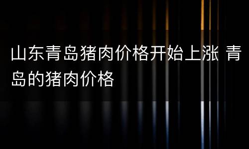 山东青岛猪肉价格开始上涨 青岛的猪肉价格