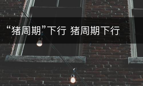 “猪周期”下行 猪周期下行