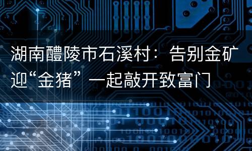 湖南醴陵市石溪村：告别金矿迎“金猪” 一起敲开致富门