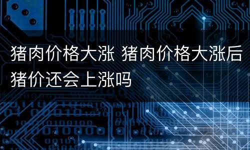 猪肉价格大涨 猪肉价格大涨后猪价还会上涨吗