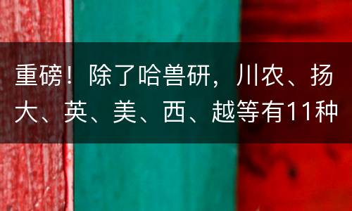 重磅！除了哈兽研，川农、扬大、英、美、西、越等有11种非瘟疫苗