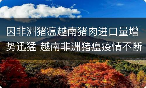 因非洲猪瘟越南猪肉进口量增势迅猛 越南非洲猪瘟疫情不断蔓延