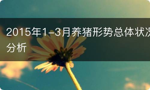 2015年1-3月养猪形势总体状况分析