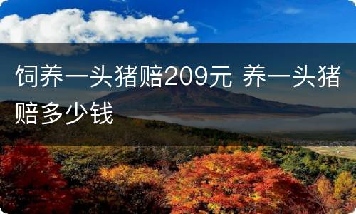 饲养一头猪赔209元 养一头猪赔多少钱