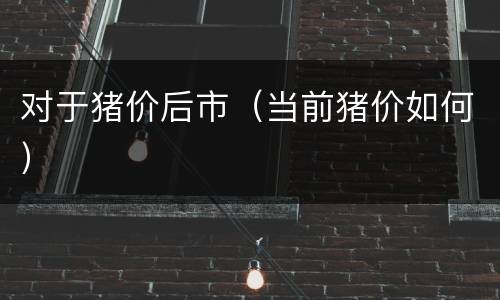 对于猪价后市（当前猪价如何）