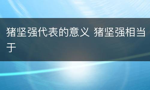 猪坚强代表的意义 猪坚强相当于