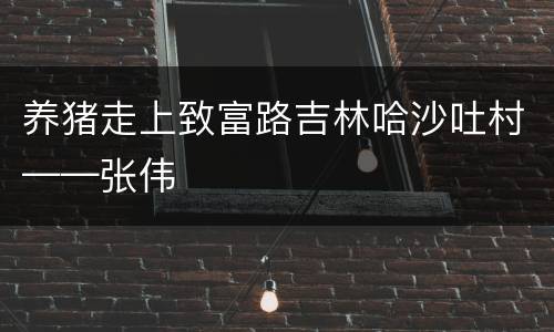 养猪走上致富路吉林哈沙吐村——张伟
