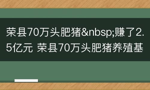 荣县70万头肥猪&nbsp;赚了2.5亿元 荣县70万头肥猪养殖基地