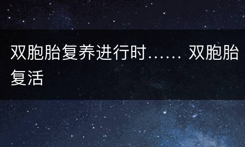 双胞胎复养进行时…… 双胞胎复活