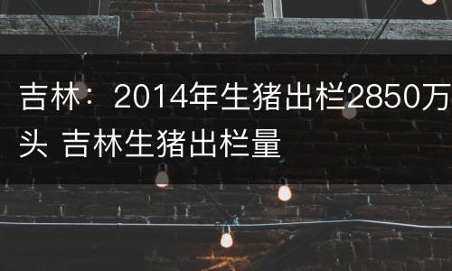 吉林：2014年生猪出栏2850万头 吉林生猪出栏量