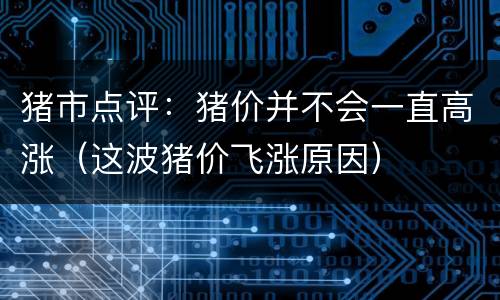 猪市点评：猪价并不会一直高涨（这波猪价飞涨原因）