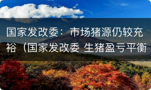 国家发改委：市场猪源仍较充裕（国家发改委 生猪盈亏平衡点）