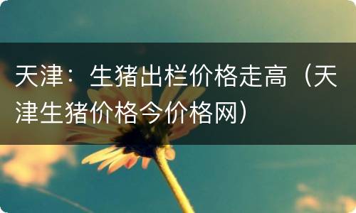 天津：生猪出栏价格走高（天津生猪价格今价格网）