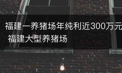 福建一养猪场年纯利近300万元 福建大型养猪场
