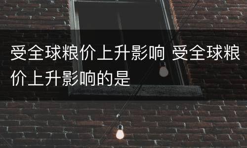 受全球粮价上升影响 受全球粮价上升影响的是
