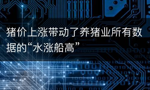 猪价上涨带动了养猪业所有数据的“水涨船高”