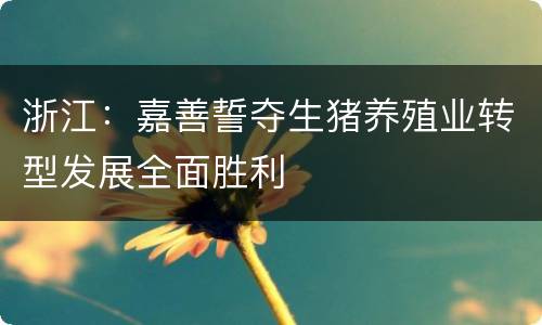 浙江：嘉善誓夺生猪养殖业转型发展全面胜利