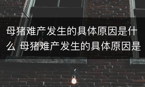 母猪难产发生的具体原因是什么 母猪难产发生的具体原因是什么引起的