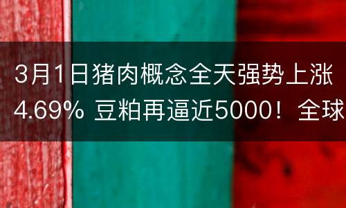 3月1日猪肉概念全天强势上涨4.69% 豆粕再逼近5000！全球粮食震荡不