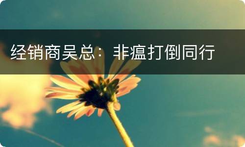 经销商吴总：非瘟打倒同行