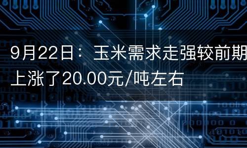 9月22日：玉米需求走强较前期上涨了20.00元/吨左右