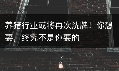 养猪行业或将再次洗牌！你想要，终究不是你要的
