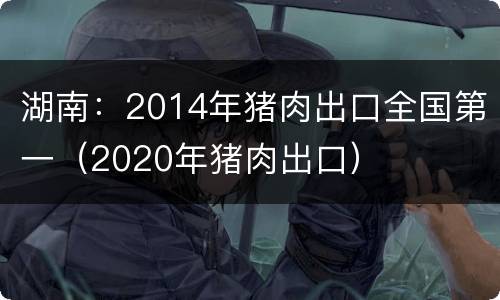 湖南：2014年猪肉出口全国第一（2020年猪肉出口）
