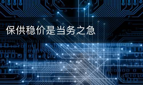 保供稳价是当务之急