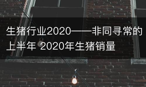 生猪行业2020――非同寻常的上半年 2020年生猪销量