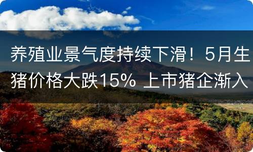 养殖业景气度持续下滑！5月生猪价格大跌15% 上市猪企渐入“以量
