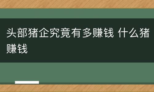 头部猪企究竟有多赚钱 什么猪赚钱