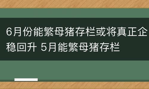 6月份能繁母猪存栏或将真正企稳回升 5月能繁母猪存栏