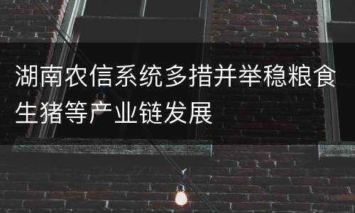 湖南农信系统多措并举稳粮食生猪等产业链发展