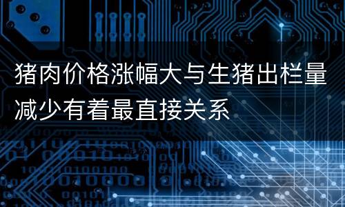 猪肉价格涨幅大与生猪出栏量减少有着最直接关系