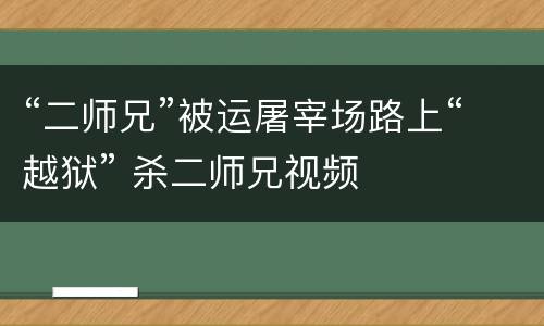 “二师兄”被运屠宰场路上“越狱” 杀二师兄视频