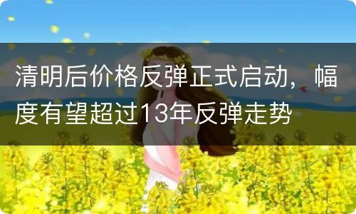 清明后价格反弹正式启动，幅度有望超过13年反弹走势