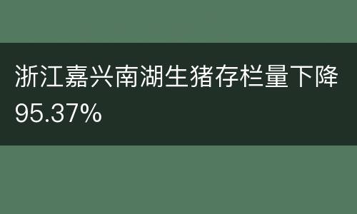 浙江嘉兴南湖生猪存栏量下降95.37%