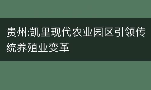 贵州:凯里现代农业园区引领传统养殖业变革