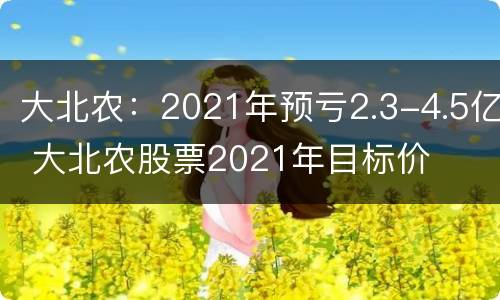 大北农：2021年预亏2.3-4.5亿 大北农股票2021年目标价