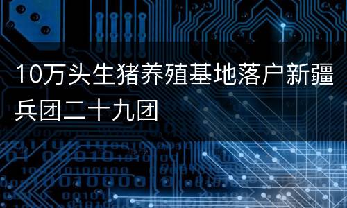 10万头生猪养殖基地落户新疆兵团二十九团