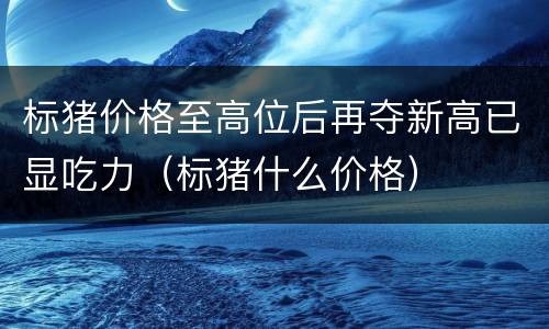 标猪价格至高位后再夺新高已显吃力（标猪什么价格）