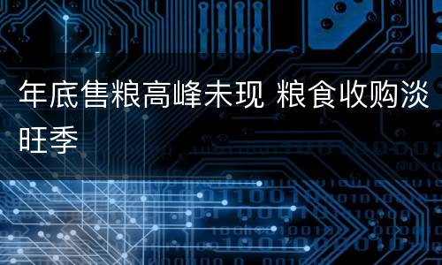 年底售粮高峰未现 粮食收购淡旺季