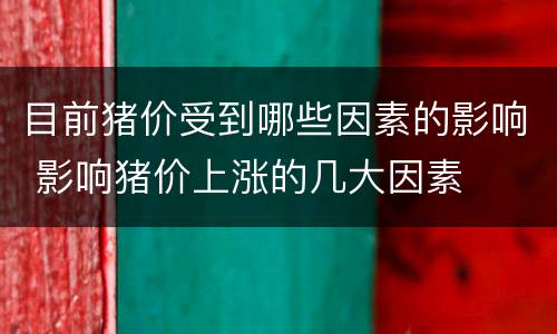 目前猪价受到哪些因素的影响 影响猪价上涨的几大因素