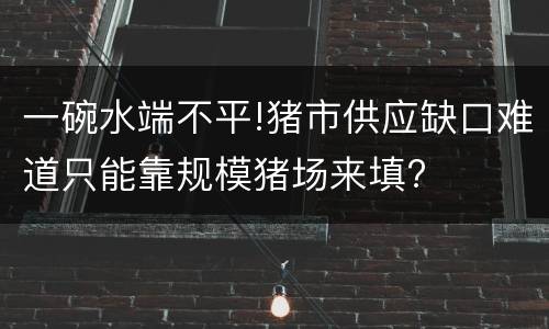 一碗水端不平!猪市供应缺口难道只能靠规模猪场来填?
