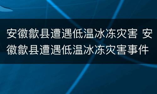 安徽歙县遭遇低温冰冻灾害 安徽歙县遭遇低温冰冻灾害事件