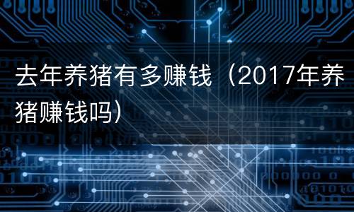 去年养猪有多赚钱（2017年养猪赚钱吗）